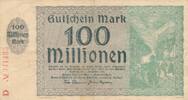 Deutschland Deutsches Reich 100 Millionen Mark Gutschein der Thyssen-Hütte, Lohberg Rheinland Notgeld -