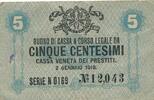 Italien 5 Centesimi Cassa Veneta -