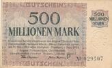 Deutschland Deutsches Reich 500 Millionen Mark Gutschein der Thyssen-Hütte, Lohberg Rheinland Notgeld -