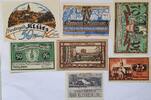 Deutschland Deutsches Reich 2*25, 3*50, 70, 75 Pfennig Notgeld Bad Kleinen, Kiel, Kloster Zinna, Klütz, Kneitlingen, Köln 7 Stück -