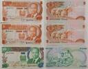 2*5, 10 Shillings 1982, 1984, 1988 Kenia Banknoten 3 Stück lot unc(wellig), fast unc, II