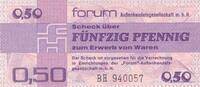 Deutschland DDR 50 Pfennig Forumscheck Geldschein KN 6stellig, Serie BH -