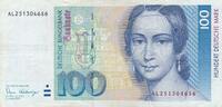 Deutschland BRD 100 Deutsche Mark DM Bundesbanknote AL/S -