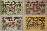Deutschland, Deutsches Reich 1 Mark, 25,50,75 Pfennig 4 x Notgeldschein, Stadt Neidenburg, Ostpreussen -