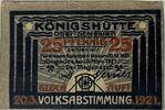 Deutschland, Deutsches Reich 25 Pfennig 1 x Notgeldschein, Stadt Königshütte, Oberschlesien -