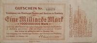 Deutschland, Deutsches Reich 1 Milliarde Mark Grossnotgeld, Vereinigung von Hamburger Banken und Bankiers in Hamburg -