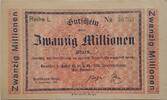 Deutschland, Deutsches Reich 20 Millionen Mark Grossnotgeld, Hattingen-Ruhr, Henschel u. Sohn GmbH, Abt. Henrichshütte, Reihe L -