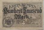Deutschland, Deutsches Reich 100000 Mark Grossnotgeld, Kempen, Nordrhein-Westfalen*** -