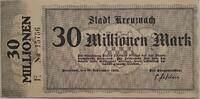 Deutschland, Deutsches Reich 30 Millionen Mark Grossnotgeld, Kreuznach, Serie E, Rheinland-Pfalz -