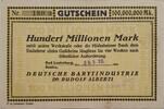 Deutschland, Deutsches Reich 100 Millionen Mark Grossnotgeld, Bad Lauterberg, Niedersachsen, Deutsche Barytindustrie,Dr. Alberti -