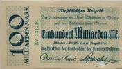 Deutschland, Deutsches Reich 100 Milliarden Mark Großnotgeld, Münster, Nordrhein-Westfalen, Westfälisches Notgeld -