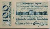 Deutschland, Deutsches Reich 100 Milliarden Mark Großnotgeld, Münster, Nordrhein-Westfalen, Westfälisches Notgeld -
