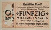 Deutschland, Deutsches Reich 50 Milliarden Mark Großnotgeld, Münster, Nordrhein-Westfalen, Westfälisches Notgeld, Wz. Karomuster -