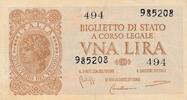 Italien 1 Lira Banknote, Geldschein Lire Vna Italia -