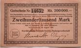 Deutschland, Deutsches Reich 200000 Mark Großnotgeld, Nordenham, Niedersachsen, Norddeutsche Seekabelwerke AG -