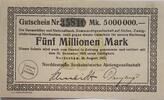 Deutschland, Deutsches Reich 5 Millionen Mark Großnotgeld, Nordenham, Niedersachsen, Norddeutsche Seekabelwerke AG -