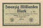 Kaiserreich Deutsches Reich Deutschland Baden 20 Milliarden Mark Großgeldschein, Wiesloch -