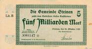 Kaiserreich Deutsches Reich Deutschland Baden 5 Milliarden Mark Großgeldschein, Gemeinde Steinen -