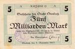 Kaiserreich Deutsches Reich Deutschland Baden 5 Milliarden Mark Großgeldschein, Gutschein der Stadt Stockach -
