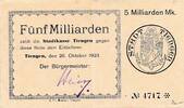 Kaiserreich Deutsches Reich Deutschland Baden 5 Milliarden Mark Großgeldschein, Stadtkasse Tiengen -