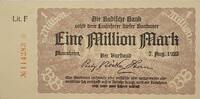 Deutschland, Deutsches Reich 1 Million Mark Grossnotgeld, Badische Bank, Mannheim, Baden Württemberg Lit. F -