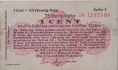 Deutschland, Deutsches Reich 1 Cent/ 4,2 Pfennig Gold Grossnotgeld, Bremen, Die Staatshauptkasse, Reihe 2, Wz. 43 -