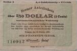 Deutschland, Deutsches Reich 1/50 Dollar/ 8,4 Goldpfennig Grossnotgeld, Bremen, Die Finanzdeputation, Reihe 3 -