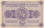Deutsches Reich Deutschland 1/2 Million Mark Großgeldschein, Hannover -