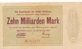 10 Milliarden Mark 1923 Deutsches Reich Deutschland Notgeld, Stadt Weilburg Hessen, Großgeldschein III