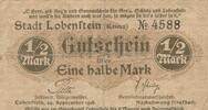 Deutsches Reich Deutschland 1/2 Mark Notgeld, Stadt Lobenstein Thüringen -