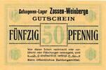 50 Pfennig o.D. Deutsches Reich Deutschland Notgeld, Brandenburg, Zossen - Weinberge , Gefangenen-Lager I-
