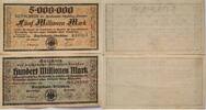 Deutschland Deutsches Reich 5, 100 Millionen Mark Großnotgeld, Reichsbahndirektion Dresden, Sachsen, 2 Stück lot, Serie D -