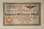 Deutschland Deutsches Reich 100 Millionen Mark Großnotgeld, Reichsbahndirektion Köln, Nordrhein-Westfalen, Reihe A -