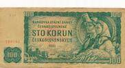 Tschechien, Czechoslovakia / Tschechoslowakei 100 Korun Kronen Banknote -
