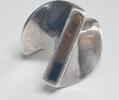 Silberschmuck 925er Silber Silberring mit schwarzer / Braunem Bernstein, Silberring -