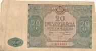 20 Złotych Zloty 1946 Polen Banknote III-, kleine  Einrisse