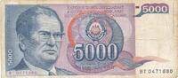 Jugoslawien 5000 Dinara Banknote -