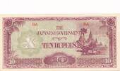 Burma.Japan. Besetzung 10 Rupien Banknote -