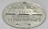 3. Reich Deutschland Abzeichen Militarie 2. Weltkrieg Erkennungsmarke, 2./Inf.Ers.Btl. 209 1180 0 -