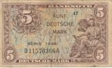 5 Deutsche Mark DM 1948 Deutschland BRD Banknote, Kenn-Bst.: B/A KN 8stellig, Bank deutscher Länder 1948-1949 III