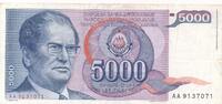 Jugoslawien 5000 Dinara Banknote -