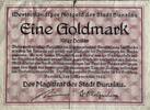 Deutschland, Deutsches Reich Eine 1 Goldmark(10/42 Dollar) 1 x Notgeldschein, Notgeld der Stadt Bunzlau Bolesławiec Schlesien -