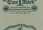 Deutsches Reich Deutschland Inflation 1 Mark FEHLDRUCK!, Vorderseite Papierverschiebung verdruckt. Druckverschiebung -