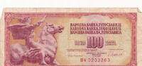 Jugoslawien 100 Dinara P.090b Banknote III- 2.89 US$  +  69.44 US$ shipping