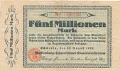 Schwerin 5 Millionen Mark Notgeldschein Mecklenburg -