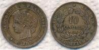 Frankreich 10 Centimes Cereskopf, Prägung A Paris Cérès III REPUBLIC -