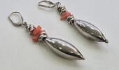Silberschmuck vintage 925er lange Silberohrringe mit Koralle Ohrhänger Ohrschmuck -