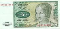 BRD 5 Mark Bundesbanknote KN 7stellig, rot.Serie: B -