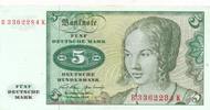 BRD 5 Mark Bundesbanknote KN 7stellig, rot.Serie: B -