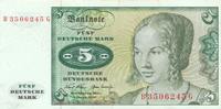 BRD 5 Mark Bundesbanknote KN 7stellig, rot.Serie: B -